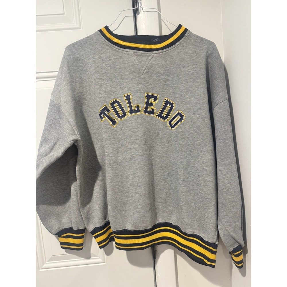 Vintage Toledo Ohio Sweatshirt Gray Yellow Women's XL Crable Classics Pullover